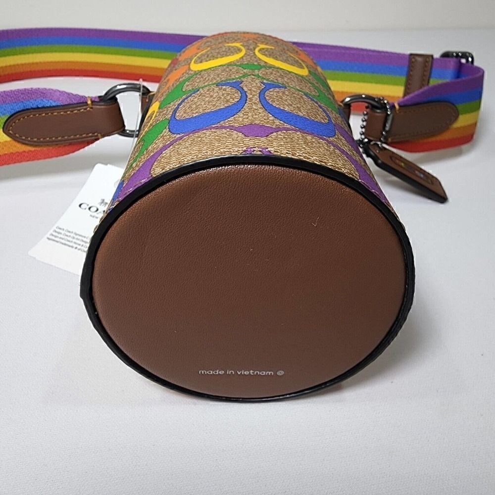 NWT Coach C9855 Water Bottle Crossbody In Rainbow Signature Canvas Pride - Picture 5 of 7